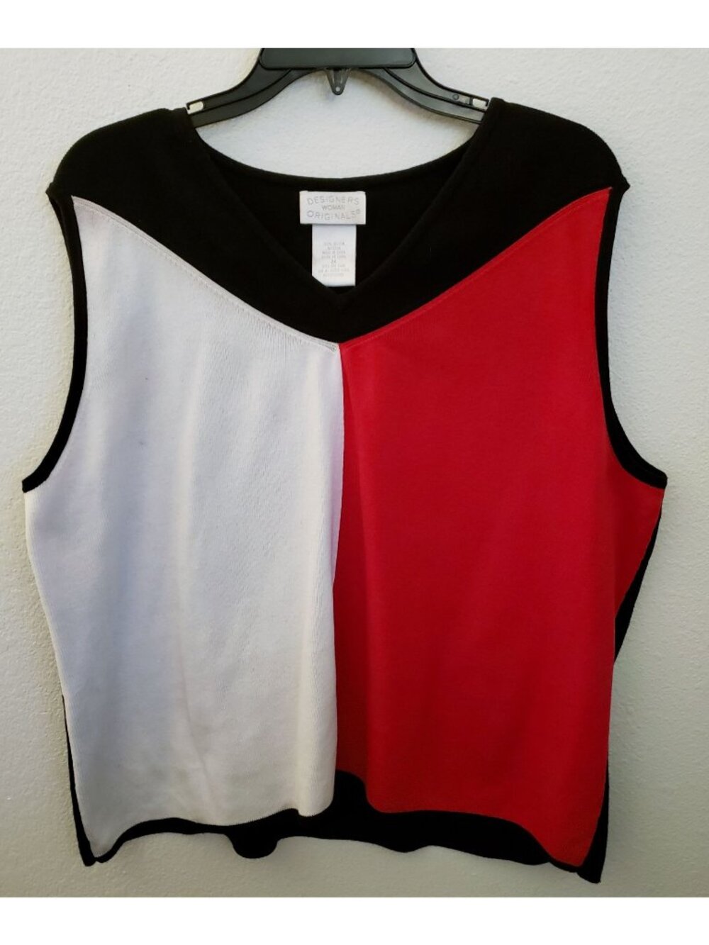 Design Originals 100% Cotton Colorblocked Sleeveless Knit Top 2X EUC